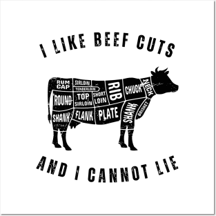 I Like Beef Cuts - Funny Cow Graphic Posters and Art